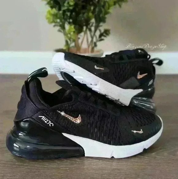 Womens Nike Air Max 270 Sneakers Shoes made with Rose Gold Swarovski Crystals - Picture 7 of 8